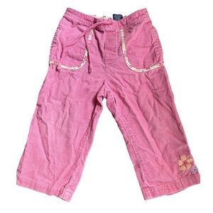 Oshkosh ’ Pink Corduroy Pants with Floral Trim & Embroidery - Size 18M